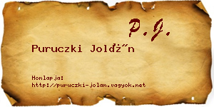 Puruczki Jolán névjegykártya